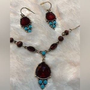 Western inspired drop necklace and earring set